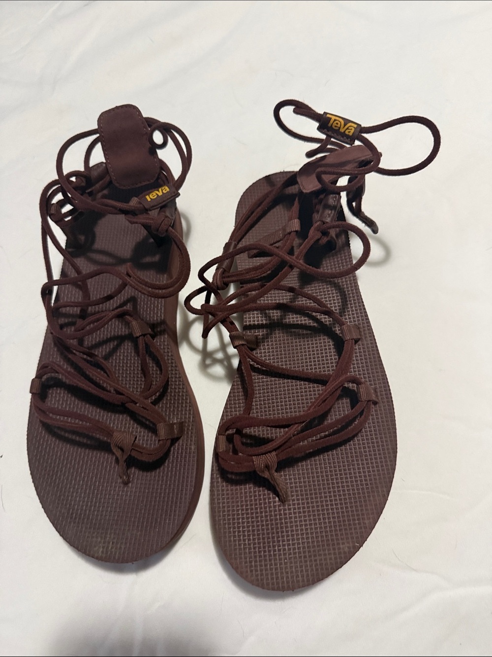 Teva Women's Maroon Strappy Lace-Up Gladiator Sandals